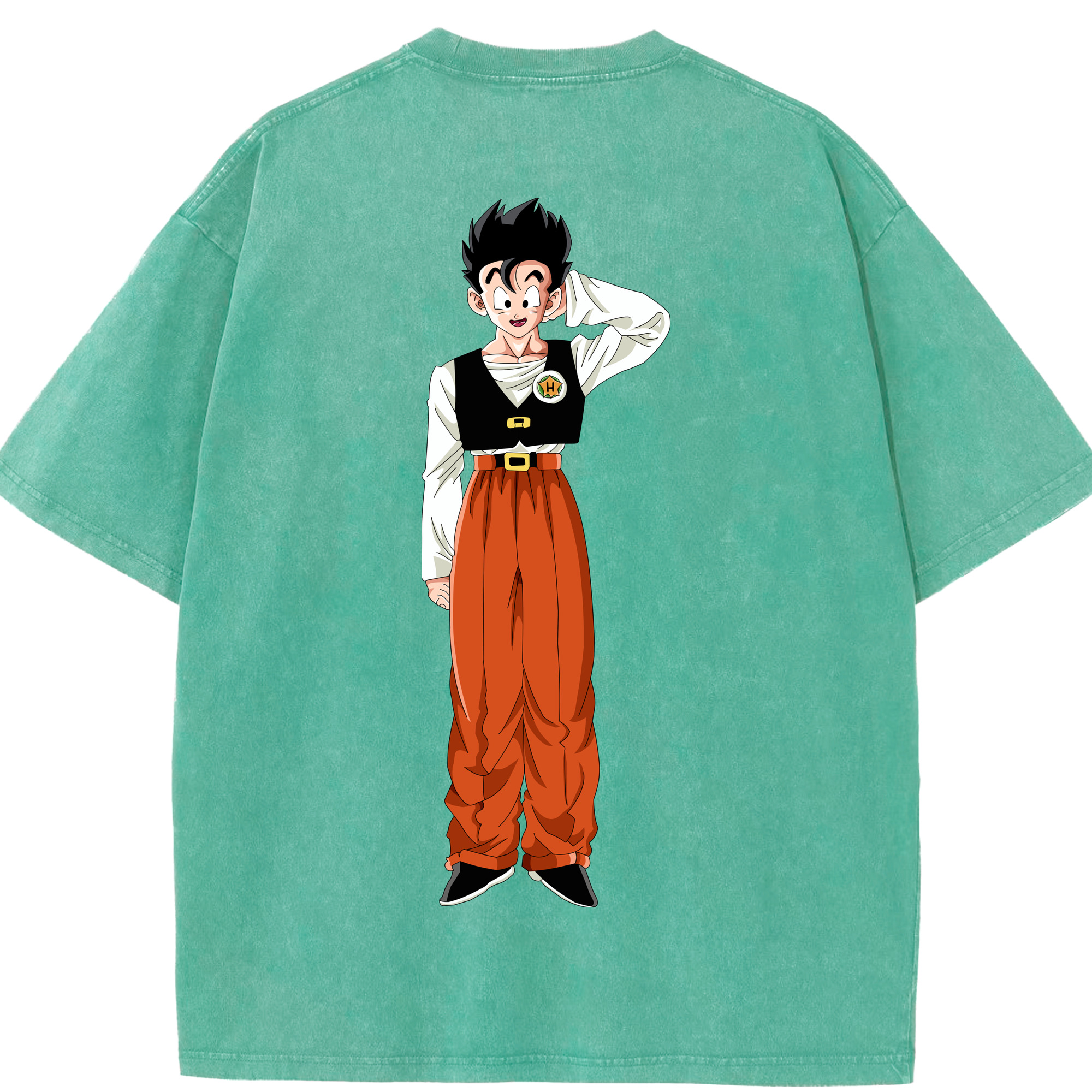 （画像用） ドラゴンボール 孫 悟飯（そんごはん）DRAGON BALL Son Gohan 綿100% ヴィンテージ風 半袖Tシャツ（背面プリント）